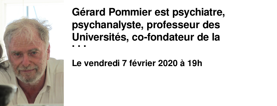 G�rard Pommier est psychiatre, psychanalyste, professeur des Universit�s, co-fondateur de la Fondation europ�enne pour la psychanalyste. Le livre analyse le mouvement des gilets jaunes et au-del� notre soci�t� et son devenir. Musique ! La rencontre sera pr�c�d�e de l'interpr�tation musicale de la chanson rap ins�r�e dans le texte de G�rard Pommier. 