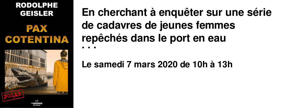 En cherchant � enqu�ter sur une s�rie de cadavres de jeunes femmes rep�ch�s dans le port en eau profonde de Cherville-sur-Mer, les trois principaux personnages du roman vont se heurter � une myst�rieuse � Organisation �. N� � Cherbourg, Rodolphe Geisler, ancien journaliste au Figaro, est l'auteur de deux essais. Pax Cotentina est son premier roman. 